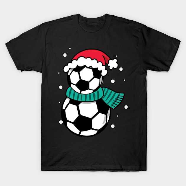 Christmas Soccer Ball Santa Hat T-Shirt by AngelBeez29